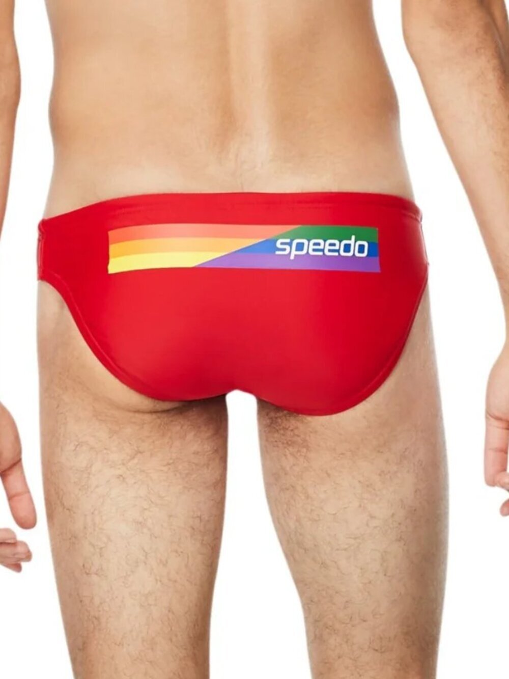 Speedo PowerFlex racer swimming brief shorts pride rainbow LGBT red men new 28